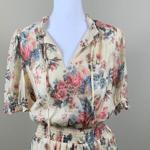 Cynthia Steffe Cream Floral Tiered Summer Maxi Dress Lined